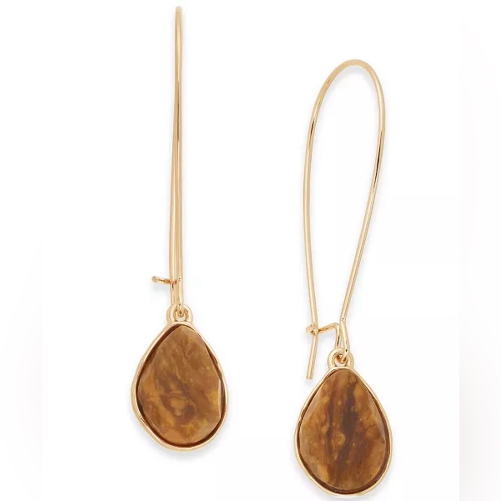 Style & Co Gold Teardrop Drop Earrings NWT Minimalist Elegant